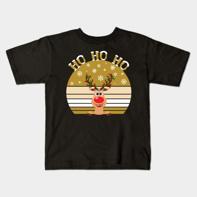 Merry Christmas Ho Ho Ho Vintage Retro Kids T-Shirt by AS Shirts